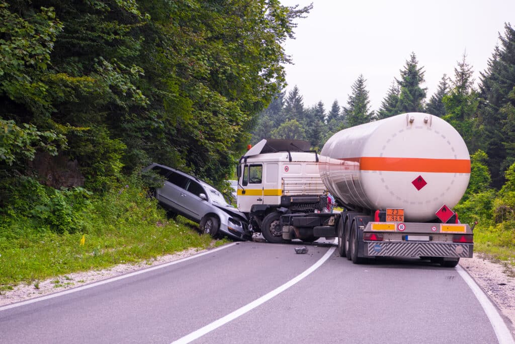 Truck and Car crash accident